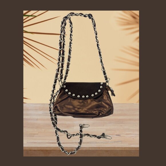 Expressions NYC Bronze Studded Chain Crossbody Bag - Picture 3 of 5